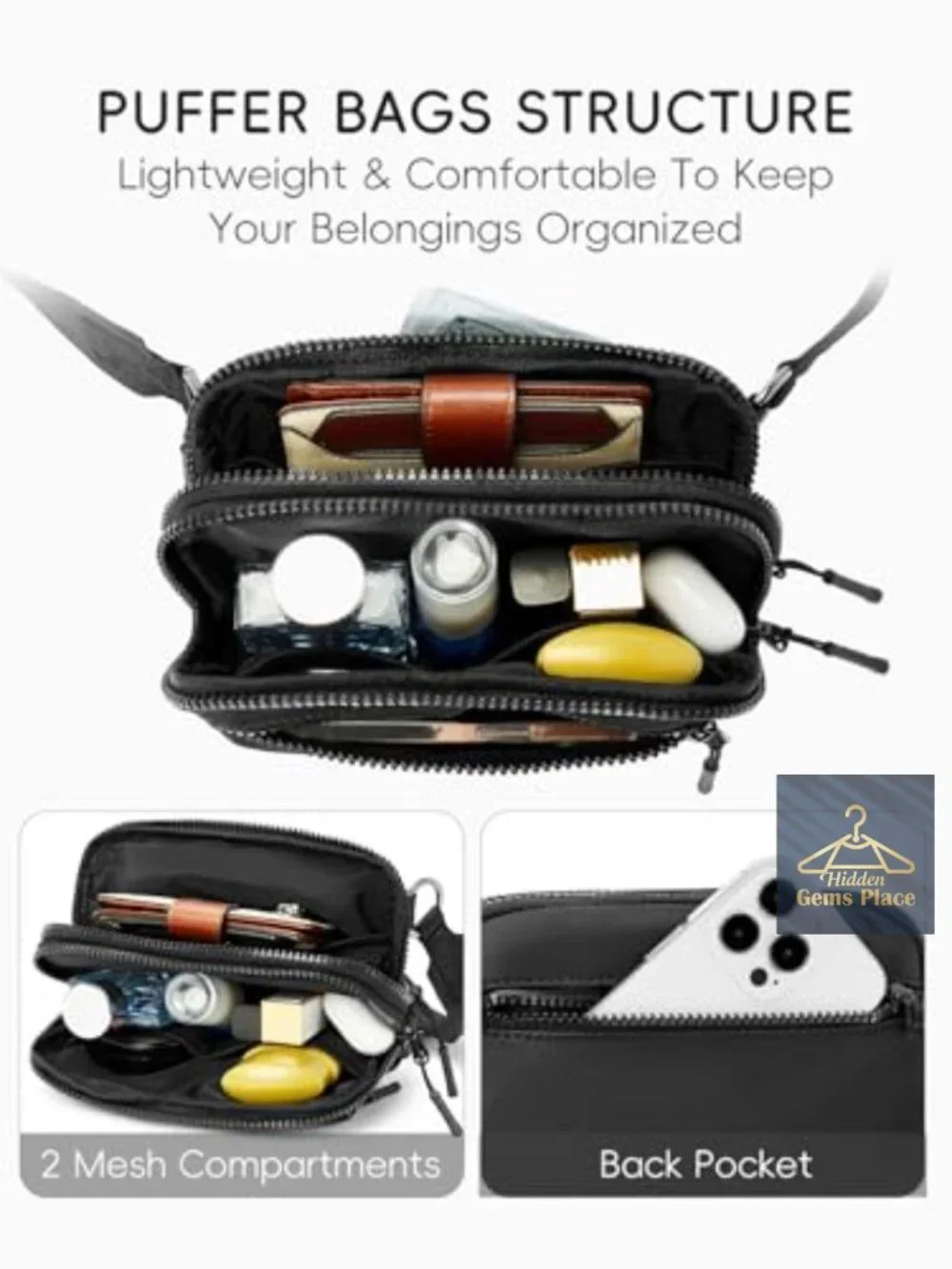 Nylon Small Crossbody Bag with Adjustable Strap for Travel